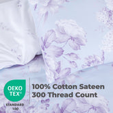 100% Cotton Sateen Printed Duvet Cover Set - 300 Thread Count Luxury Bedding - Ultra Soft & Breathable - Bella Floral